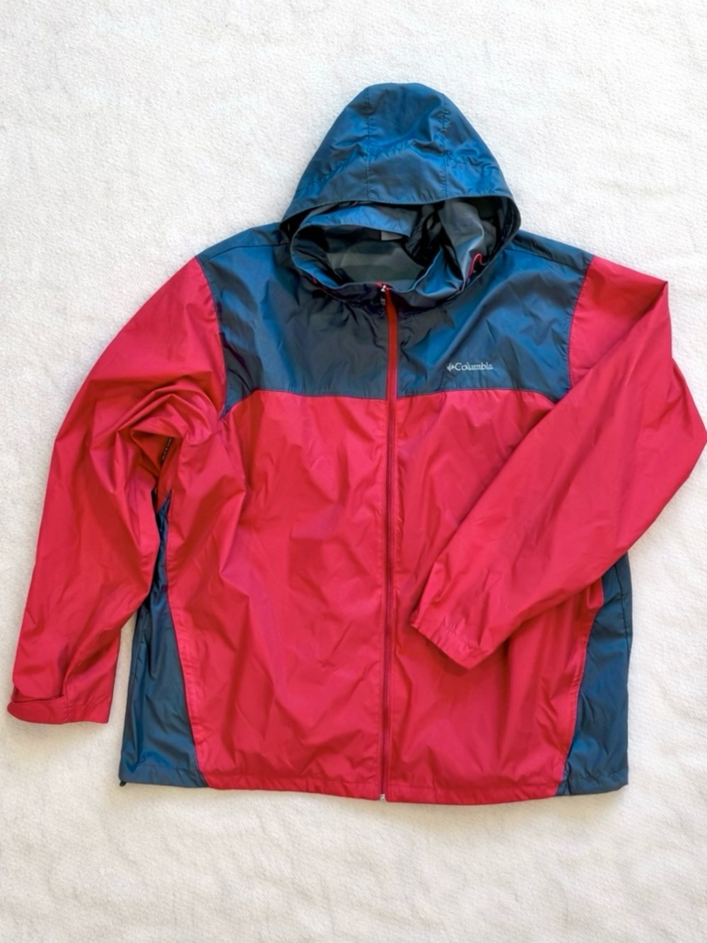 Columbia Packable Windbreaker Jacket Red Gray 3XLT Hooded - Picture 2 of 10